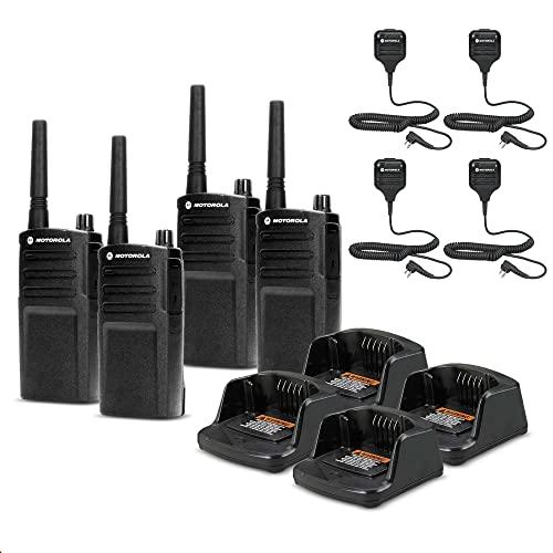 Motorola Solutions 4 x Motorola RMU2040 On-Site 2-Way Radio (RMU2040) + 4 x HKLN4606 Remote Speaker Mic - 4 Pack with Mic Bundle