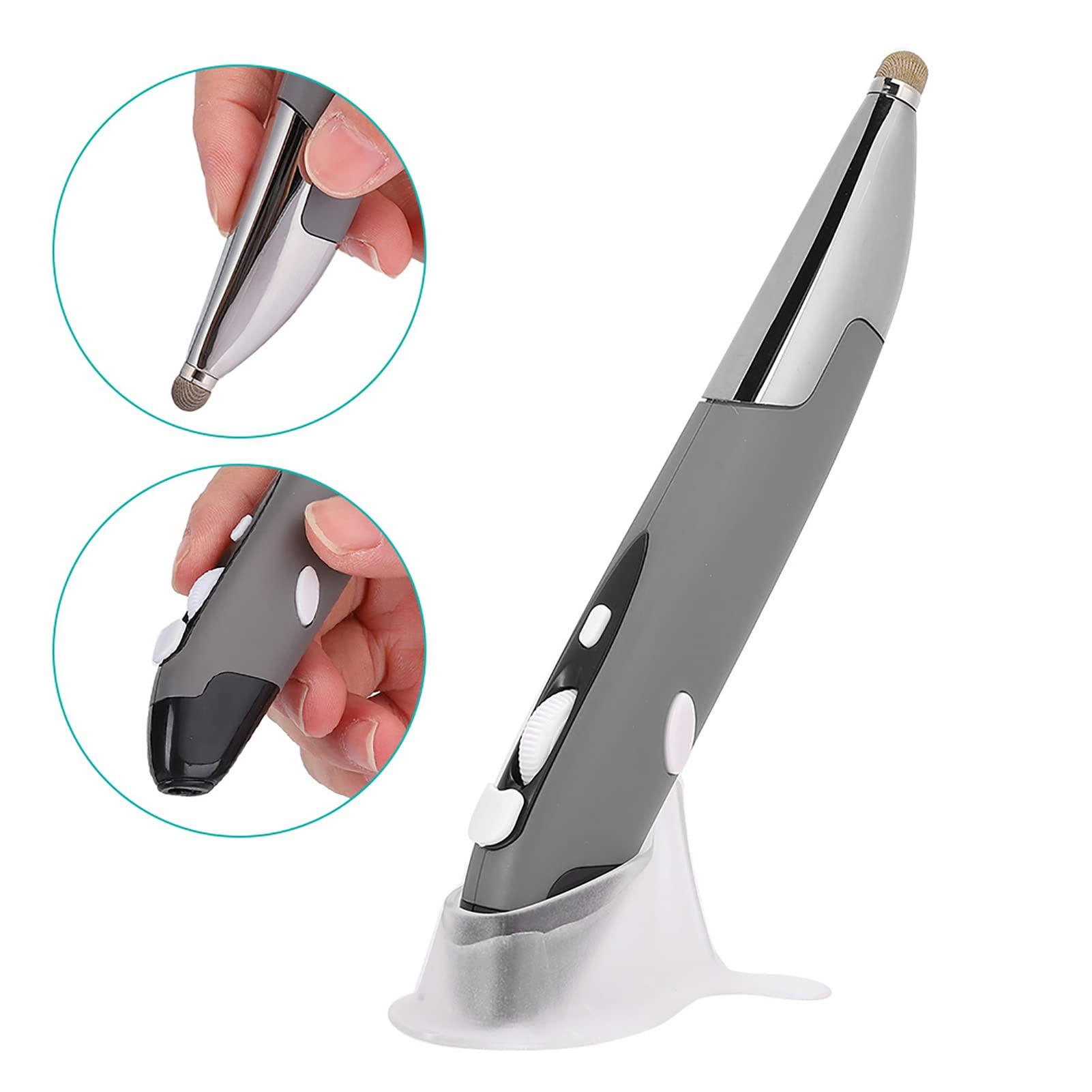 Locadence Locadence Wireless Pocket Pen Mouse, Ergonomic Design 3 Step DPI Adjustment USB Computer Stylus Capacitive Pen with Base and 2 Adapter, Plug and Play (Silver Gray)