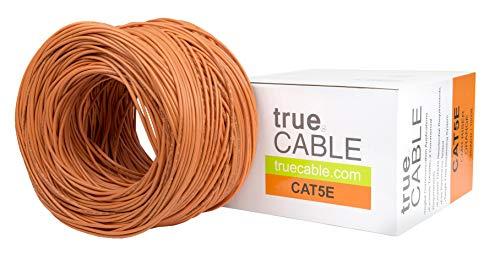 TRUE CABLE trueCABLE Cat5e Riser (CMR), 1000ft, Orange, 24AWG 4 Pair Solid Bare Copper, 350MHz, PoE++ (4PPoE), ETL Listed, Unshielded Twisted Pair (UTP), Bulk Ethernet Cable
