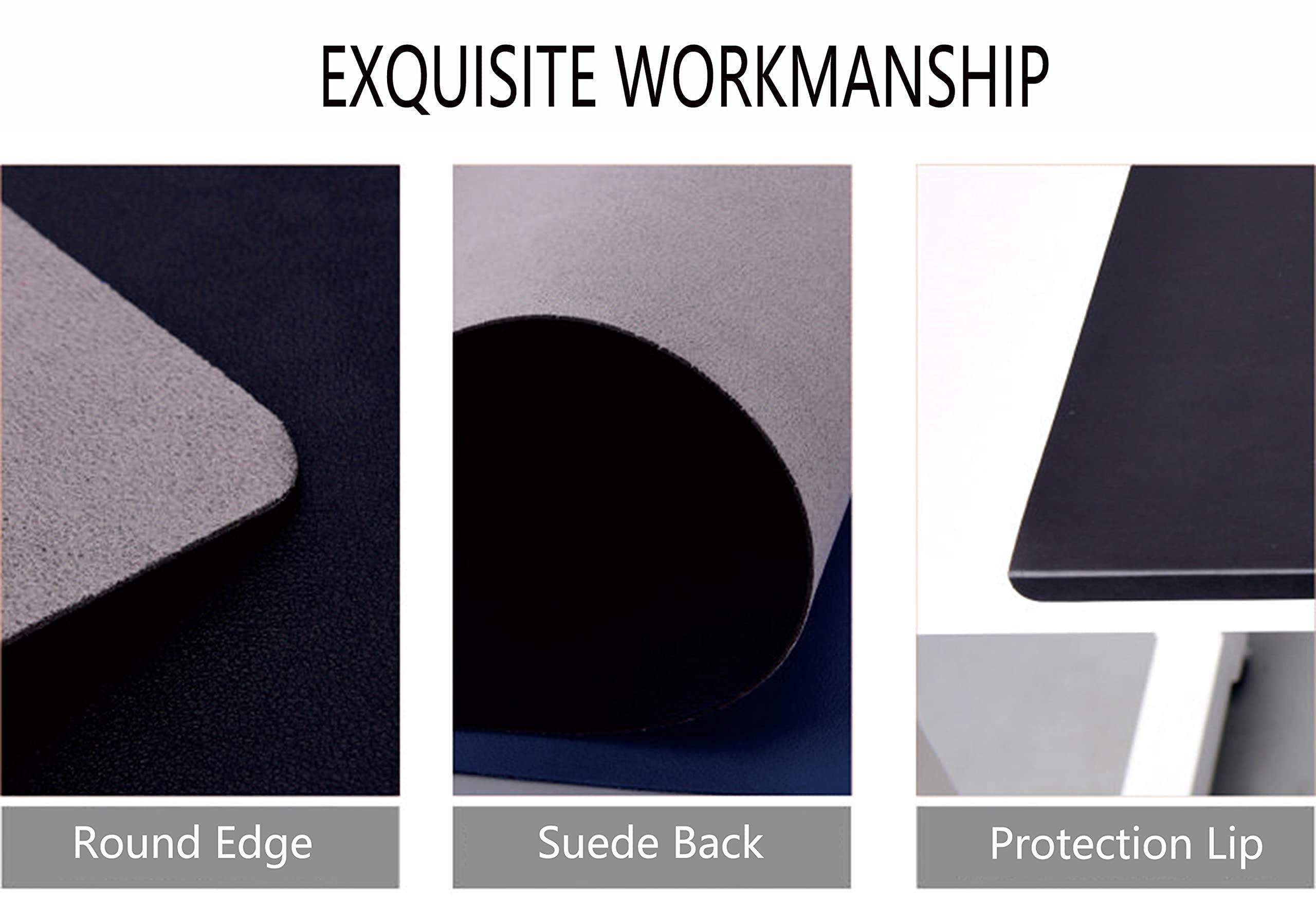 Wangle PU Leather Desk Pad with Edge Protection,Smooth Gaming Large Mouse Mat,Waterproof Desktops Mat with Lip,Non-Slip Writing Mat for Office Home,Brown