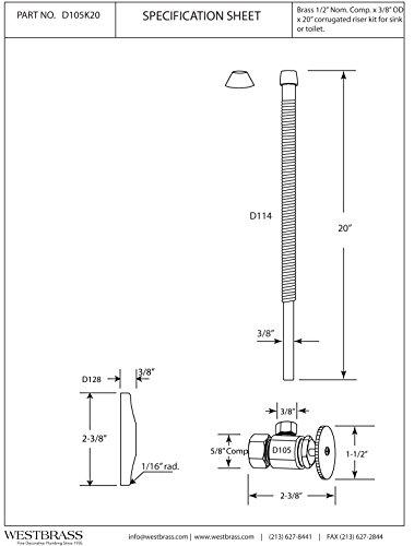 Westbrass Westbrass Corrugated Supply Kit with Round Handle, 5/8" OD x 3/8" OD x 20", Oil Rubbed Bronze, D105K20-12