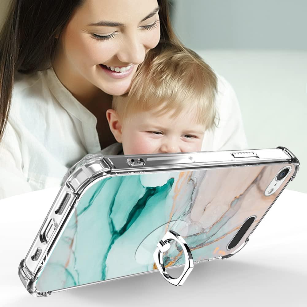 KANGHAR KANGHAR iPod Touch 7/6/5 Case, Marble Pattern with Screen Protector,Kickstand Ring Holder Soft TPU Bumper Shockproof Cover for iPod Touch 5th/6th/7th Generation