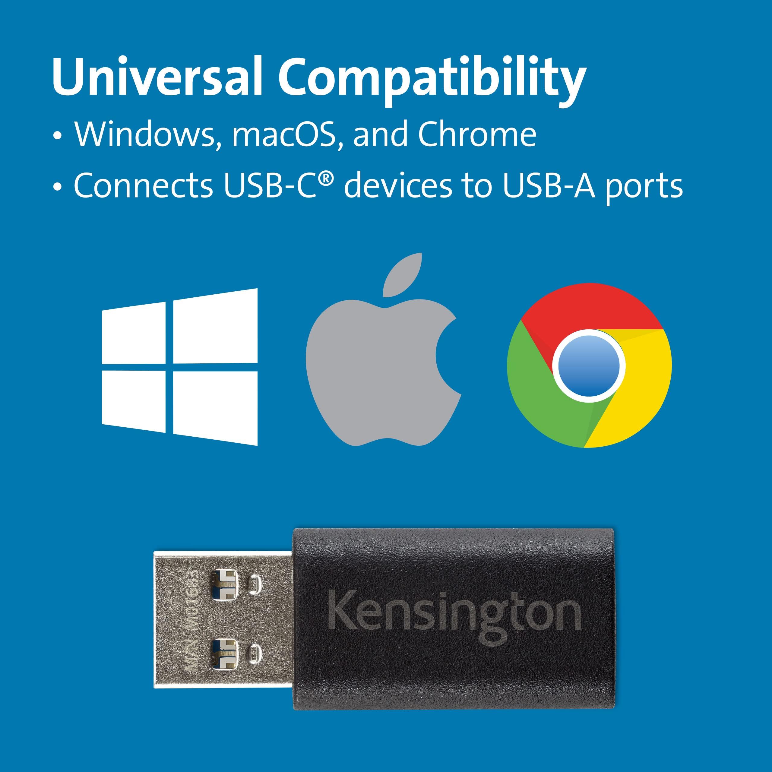 Kensington Kensington CA1020 USB A to USB C Adapter, USB C Female to USB A Male Converter (K33478WW)