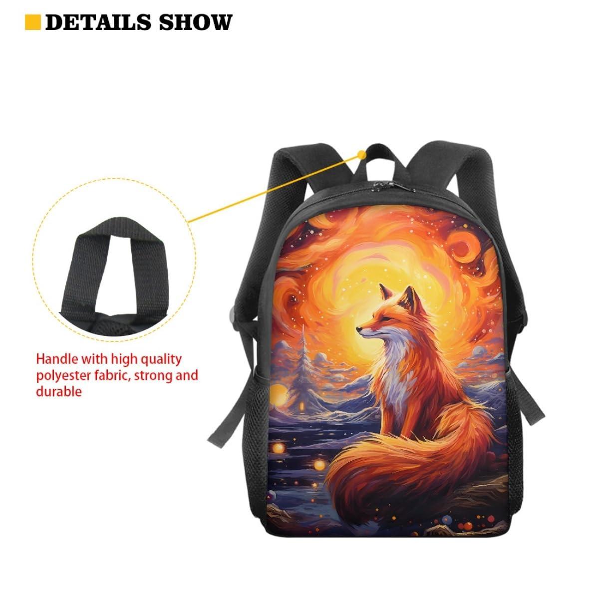 GLUDEAR GLUDEAR Men's Novelty Fox Print 14inch Laptop Backpack College Computer Bag Women School Backpacks,Forest Fire Fox