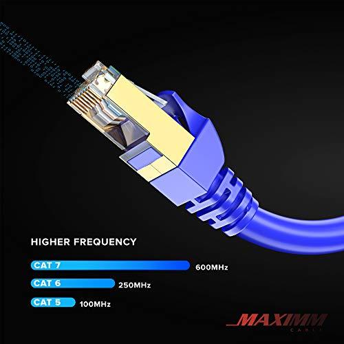 Maximm Cat 7 Ethernet Cable 75 ft - High-Speed Cat7 Internet & Network LAN Patch Cables, RJ45 Connectors - Perfect for Gaming, Streaming, and More (Blue)