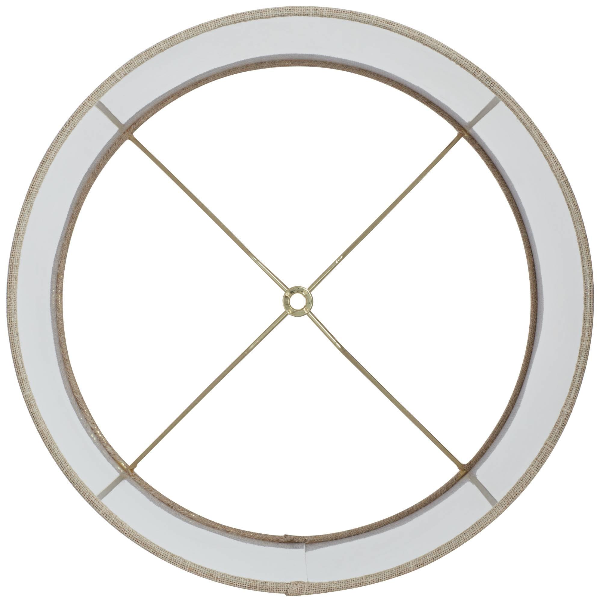 Springcrest 14\" Top x 14\" Bottom x 15\" High x Lamp Shade Replacement Medium Tall Oatmeal Beige Drum Round Rustic Farmhouse Western Linen Fabric Spider Harp Finial - Springcrest