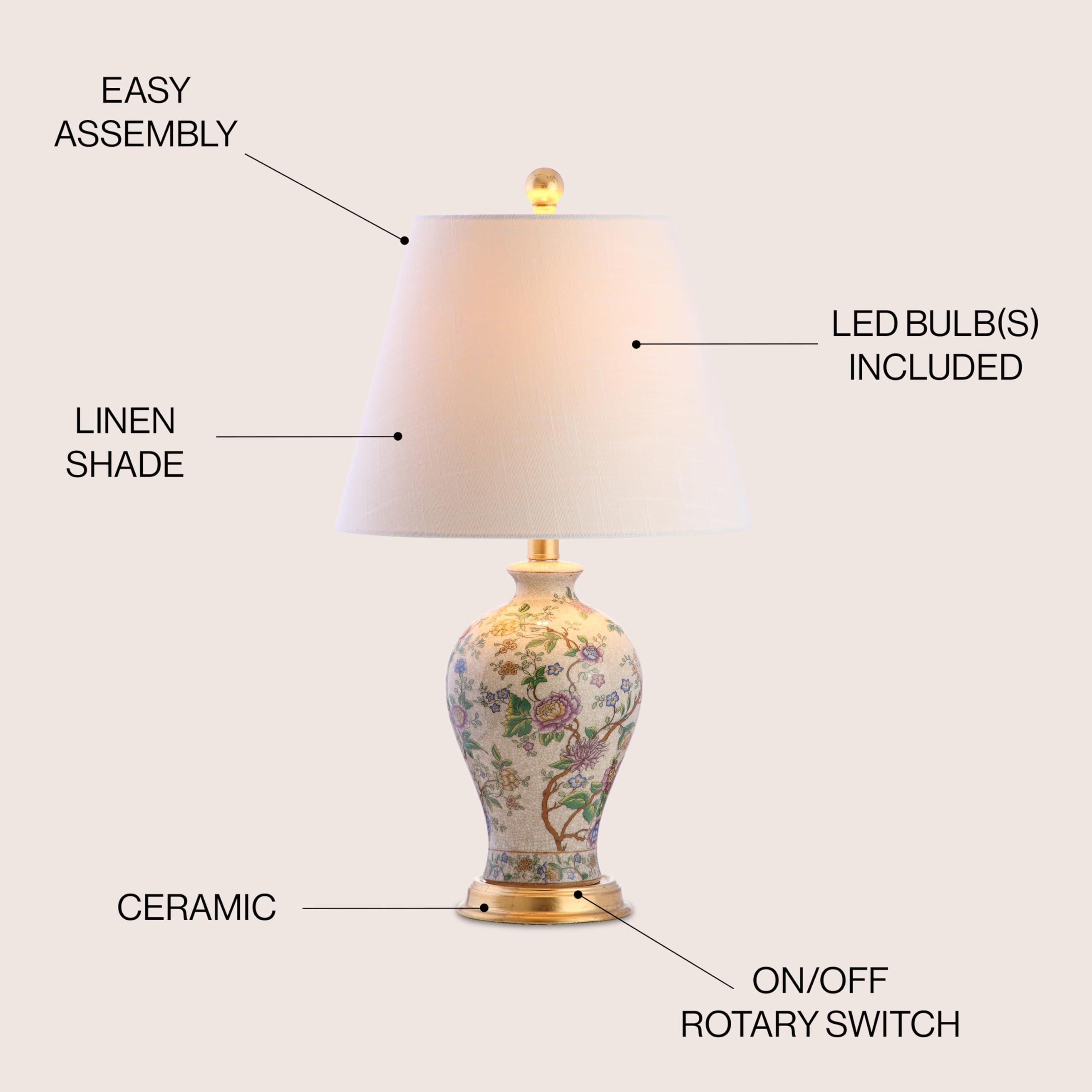 JONATHAN Y JONATHAN Y JYL3009A Grace 24" Floral LED Table Lamp Classic Cottage Bedside Desk Nightstand Lamp for Bedroom Living Room Office College Bookcase LED Bulb Included, Multicolor