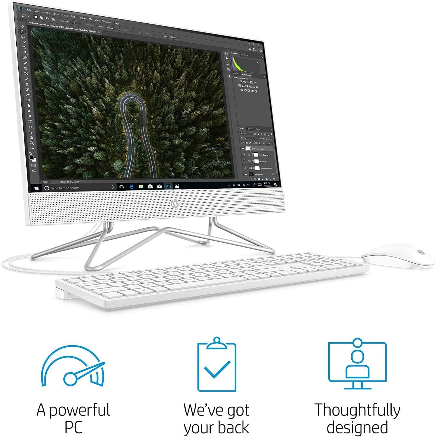HP HP 22" All-in-One Desktop Computer - AMD Athlon Processors (Silver 3050U) - FHD 1920x1080-24GB DDR4 RAM 1TB SSD - Wi-Fi - RJ45 - Bluetooth - HDMI - Webcam - DVD-Writer - Windows 11 Professional