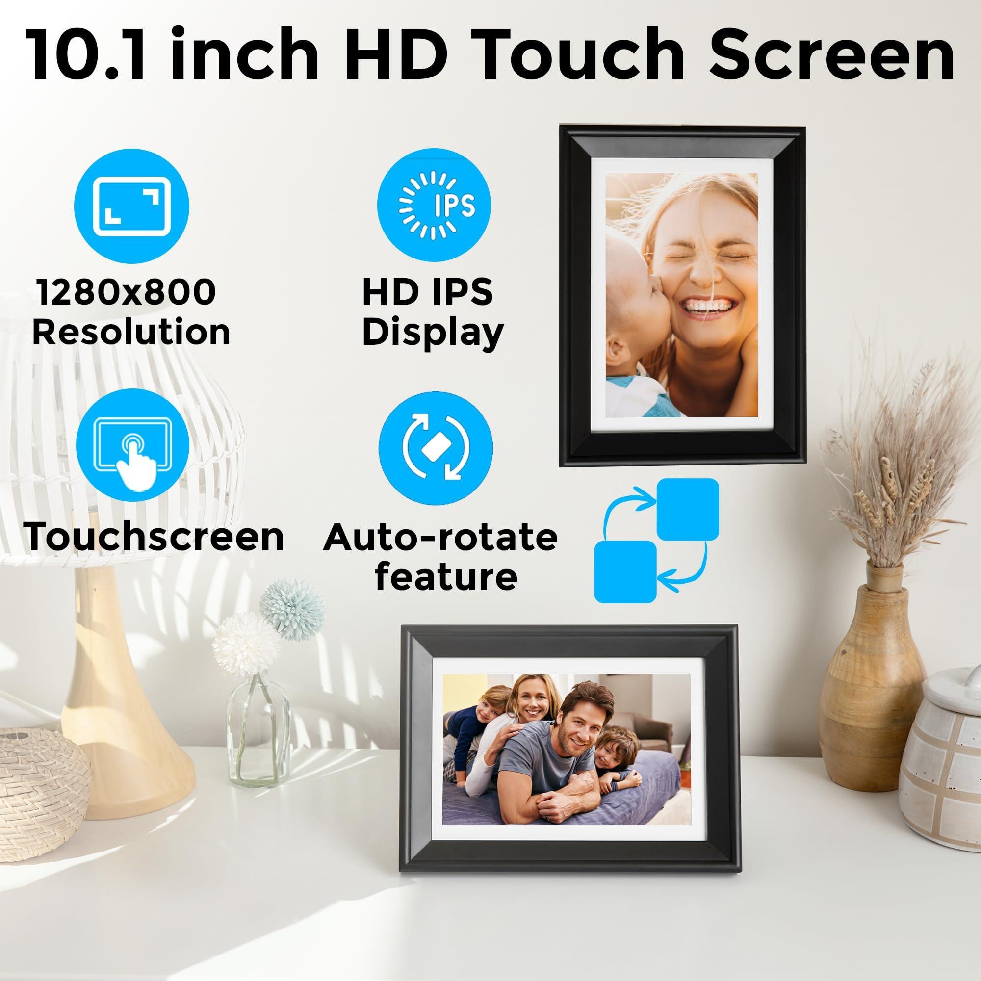 PhotoSpring PhotoSpring 10 inch WiFi Digital Picture Frame | Send Photos by Email, Web or Our Free App | Electronic Picture Frame with Touchscreen & 32GB Internal Memory | Easy Setup | Play Videos up to 5 min
