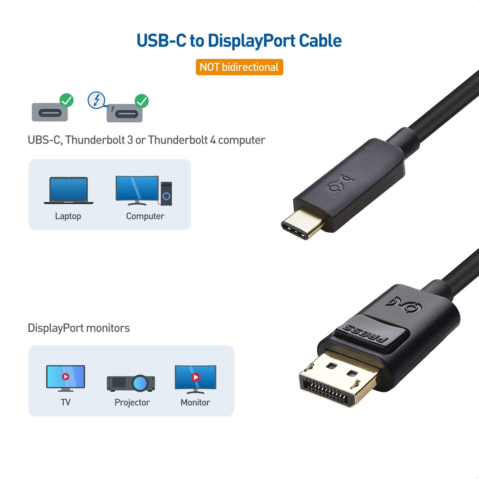 Cable Matters Cable Matters USB C to DisplayPort 1.4 Cable 6 ft, Support 8K@60Hz, 4K@240Hz (Thunderbolt 4 to DisplayPort Cable, DisplayPort to USB C Cable) Black - Not for Portable USB-C Monitor