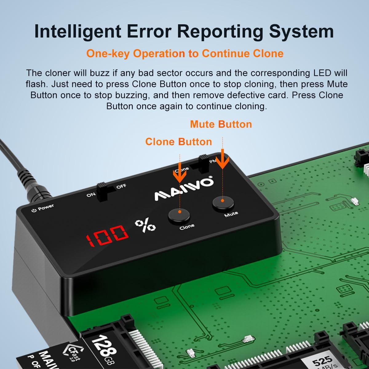 MAIWO MAIWO CFast Card Reader with Offline Clone, 5X 512GB Storage Expansion, 5 Bay CFast 2.0 Memory Card to USB 3.0 Adapter Cloner Duplicator