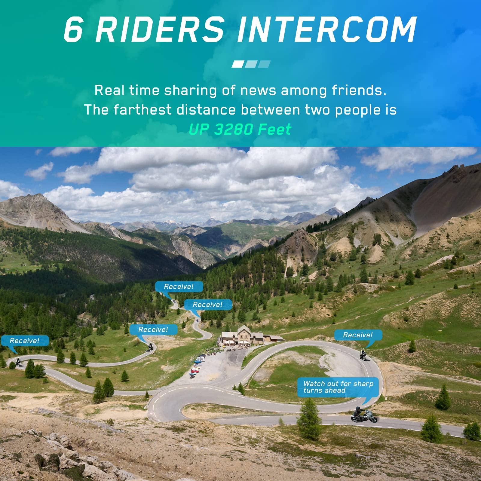 MAXTO MAXTO Motorcycle Bluetooth Headset with Camera 1080P HD, M3 Upgraded 360Adjustable Clip, 6 Riders 3280Ft Motorcycle Communication Systems Group Intercoms, WiFi Transit/FM funtion, IP65 Waterproof