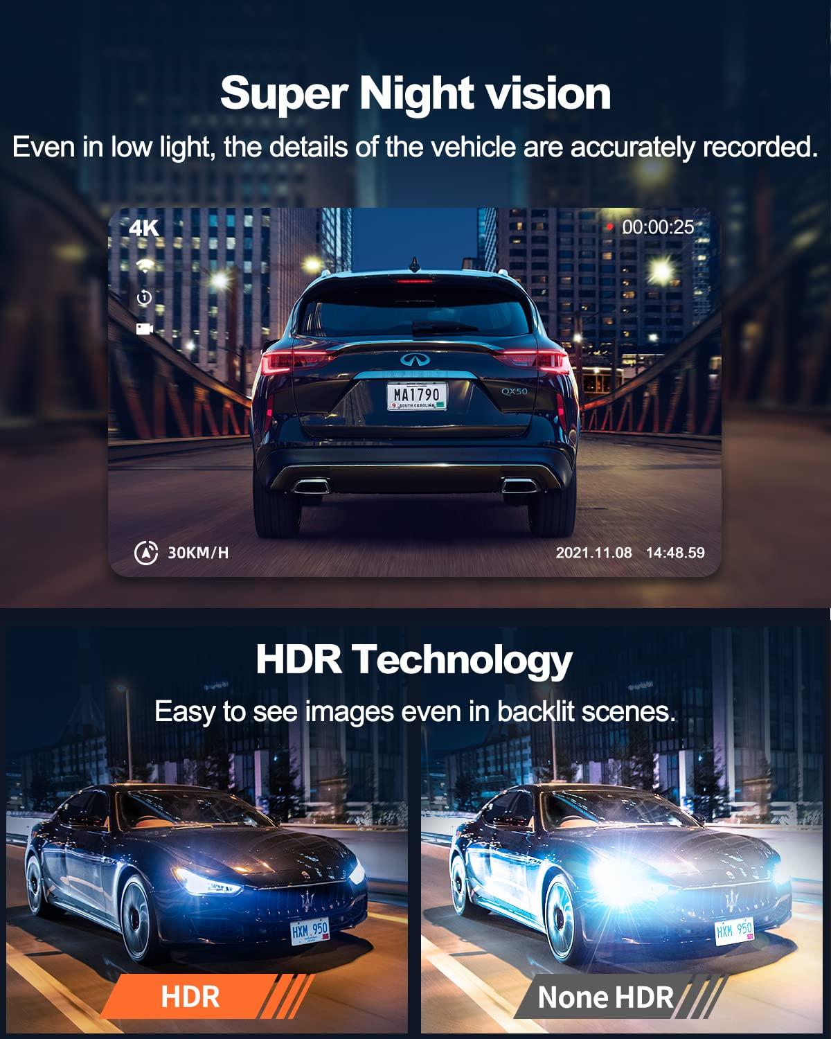 YEECORE Bundle: YEECORE D21 4K Dash Cam Front + Type-C Hardwire Kit