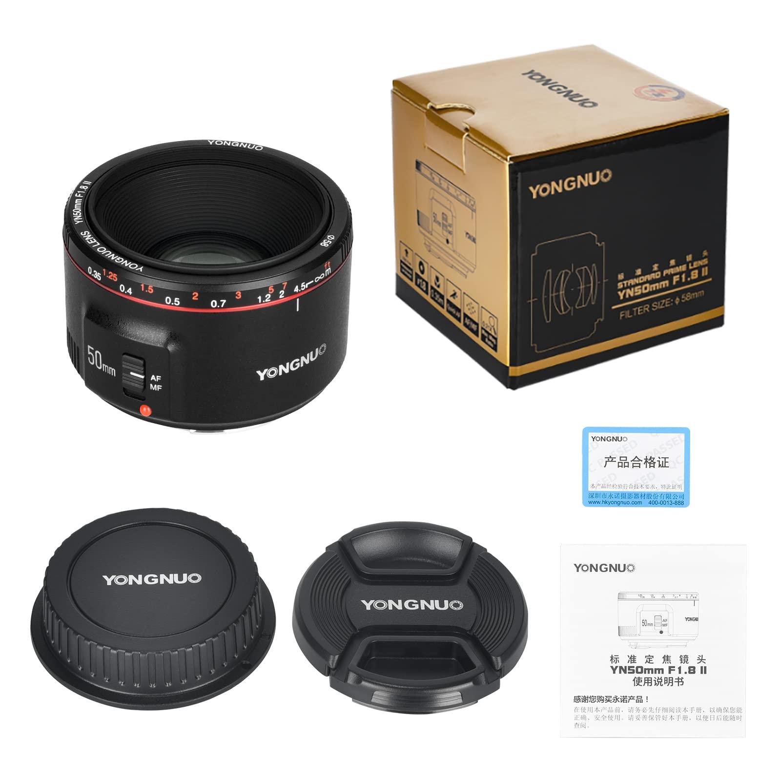 YONGNUO Yongnuo YN50MM F1.8 II Lens for Canon, 50mm F1.8C Large Aperture, AF/MF Standard Prime Lens for Canon