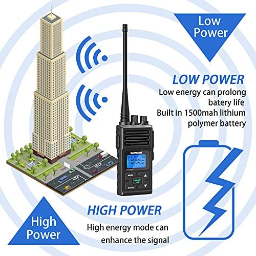 SAMCOM SAMCOM 5Watt Walkie Talkie Long Range Two Way Radio Rechargeable with Speaking Mic, SAMCOM 2-Way Radios Heavy Duty Walky Talky with Shoulder Mic for Restaurant Hotel (2 Pcs Radio + Speaker Mic)