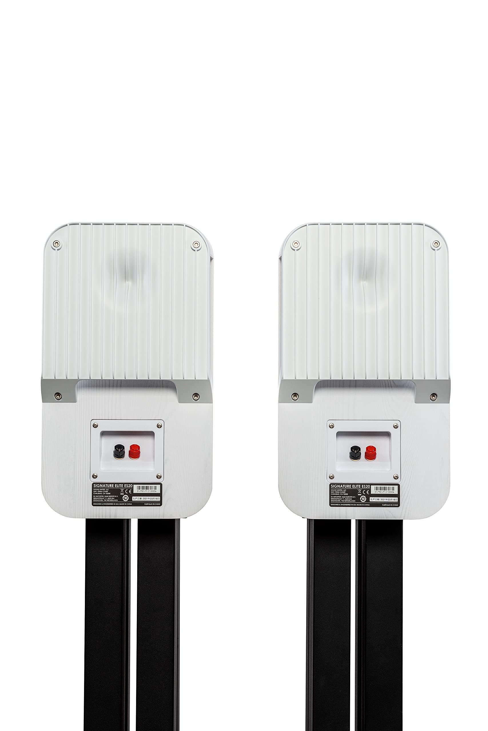 Polk Audio Polk Signature Elite ES20 Bookshelf Speaker - Hi-Res Audio Certified, Dolby Atmos & DTS:X Compatible, 1\" Tweeter & 6.5\" Woofer, Power Port Technology for Effortless Bass (Pair, Elegant White-Washed)