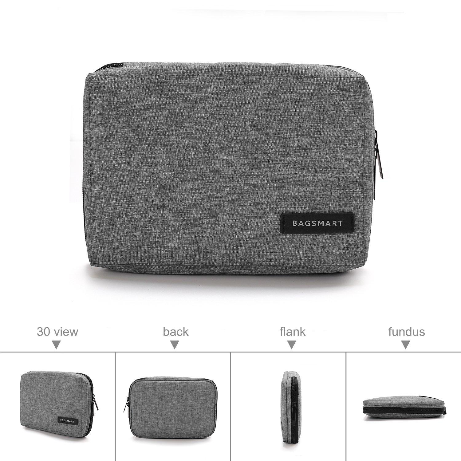 BAGSMART BAGSMART Electronics Organizer Travel Case, Small Travel Cord Organizer Bag for Travel Essentials, Travel Tech Organizer as Travel Accessories for Men Women, Cable Organizer for Phone, SD Card, Grey