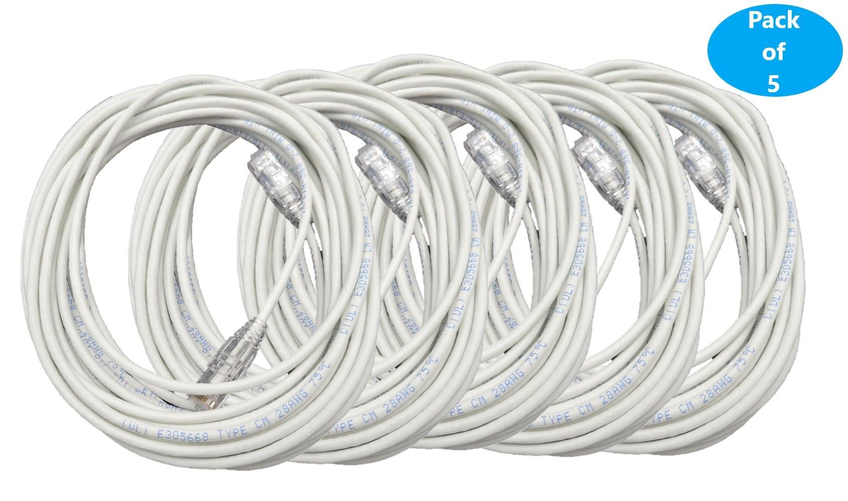 MICRO CONNECTORS Micro Connectors 15 Feet Cat 6A Ultra Slim Patch (28AWG) Cable (White) (E09-015W-SL5)