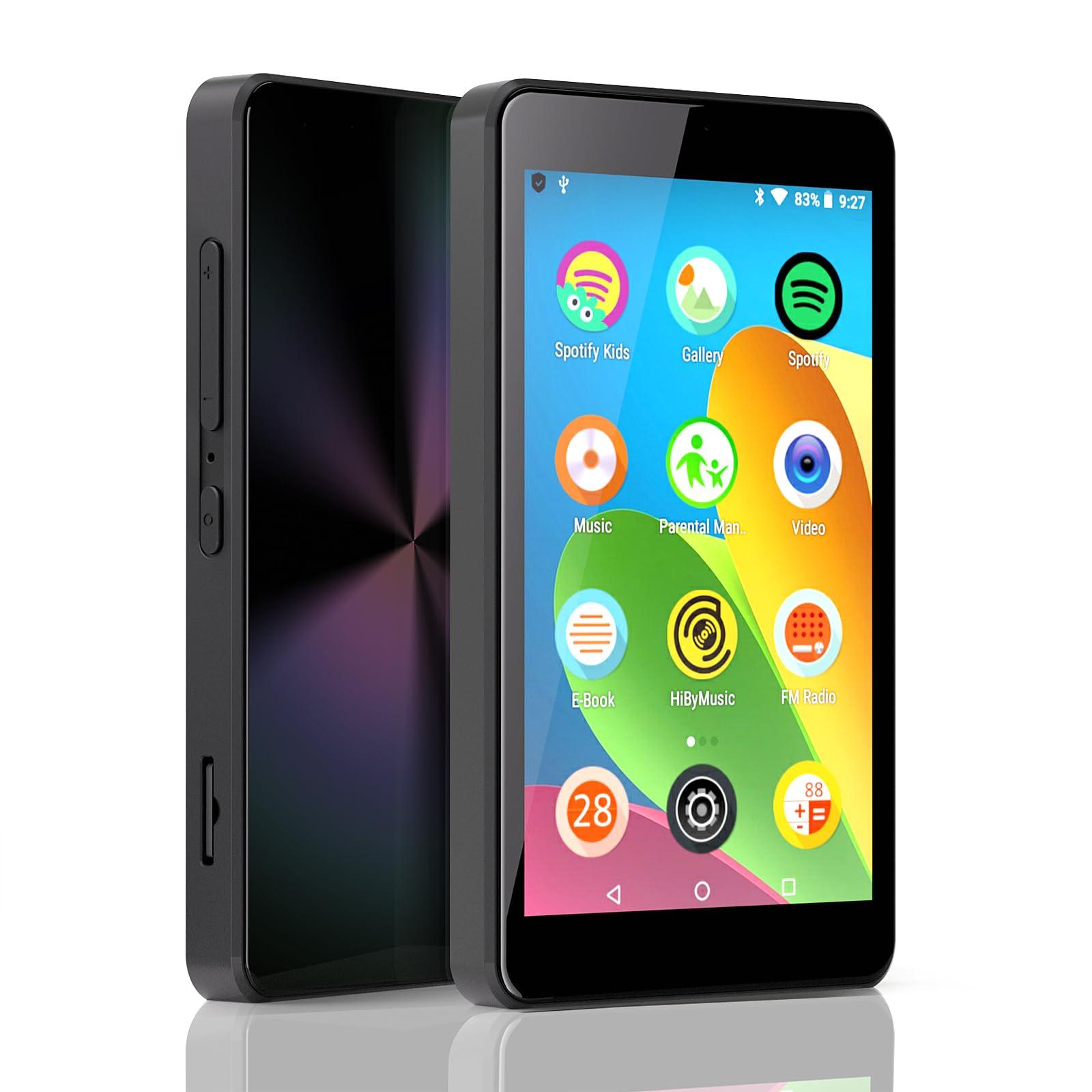 Luoran Kids MP3 Player with Parental Controls, Spotify Kids, Spotify, Audible, Amazon Music, 4.0\" IPS MP4 Music Player Up to 256GB (Black)