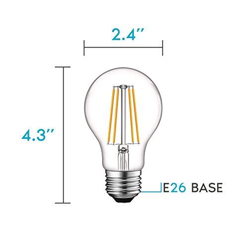 LUXRITE LUXRITE Vintage A19 LED Light Bulbs 60W Equivalent, 3000K Soft White Dimmable, 800 Lumens, Standard LED Edison Bulb 8W, UL Listed, E26 Base (4 Pack)