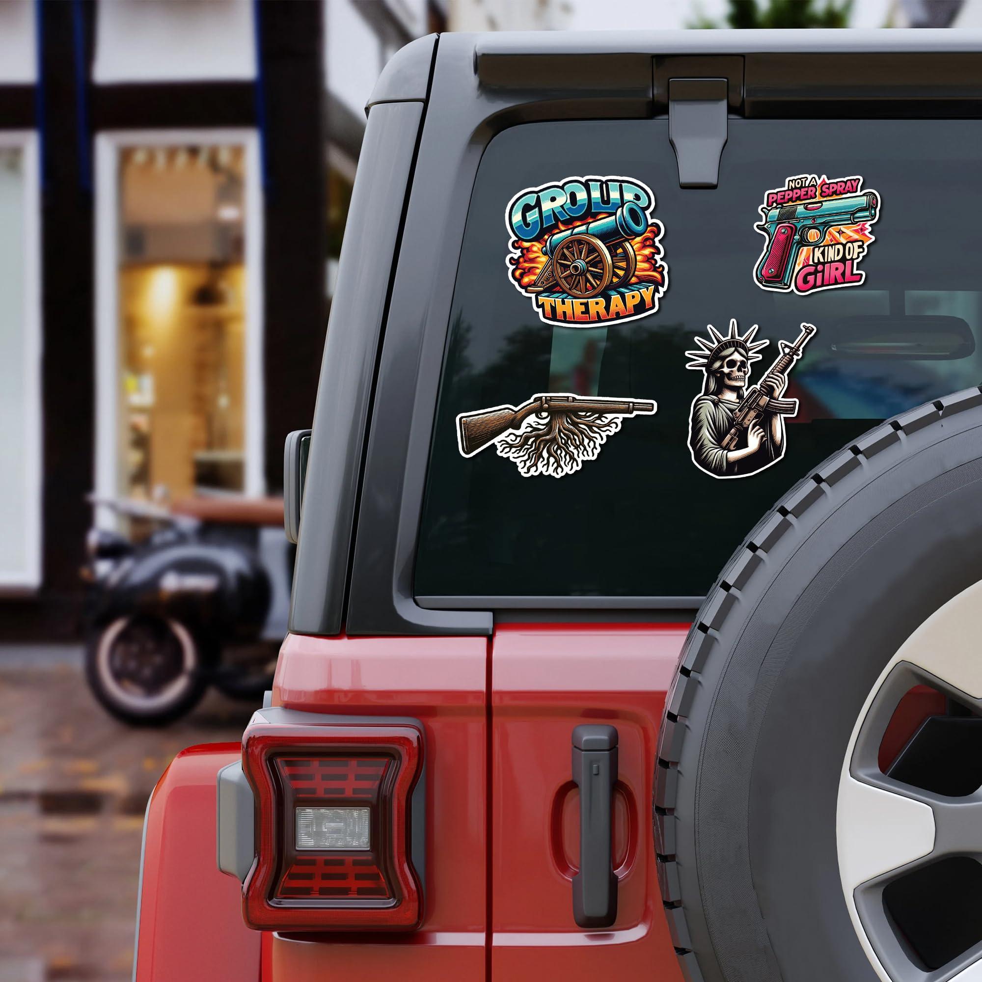 WESILY WESILY Pack 50 PCS Funny Gun Stickers Firearm Tactical Military Army Waterproof Vinyl Decals Small Bulk Set Guns and Ammo Sticker for Laptop Scrapbooks Bike Helmet