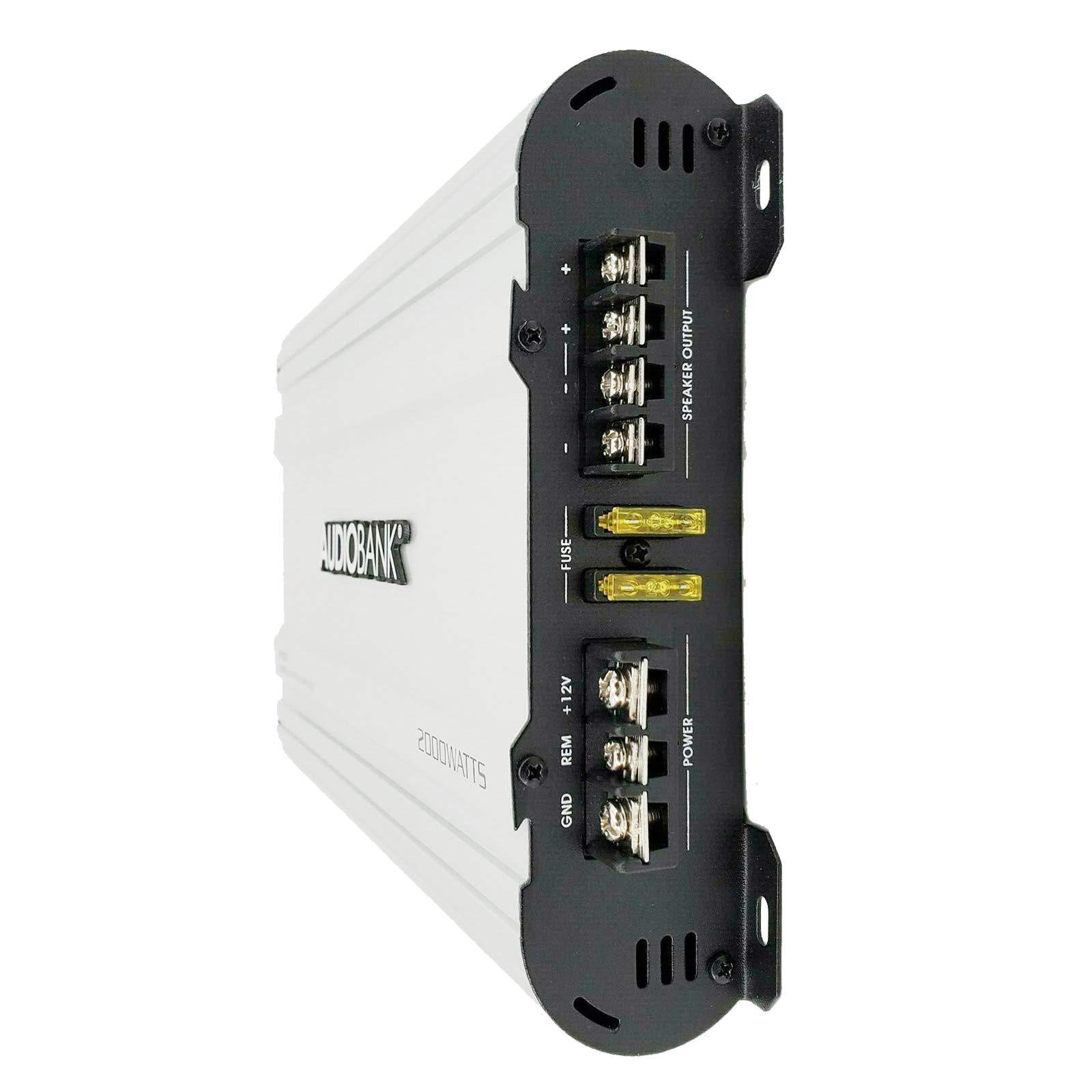 Audiobank Audiobank Monoblock 2000 WATTS Amp Class AB Car Audio Stereo Amplifier P2001 Heavy-Duty Aluminum Alloy Heatsink | Class A-B Operation Remote On/Off Circuit