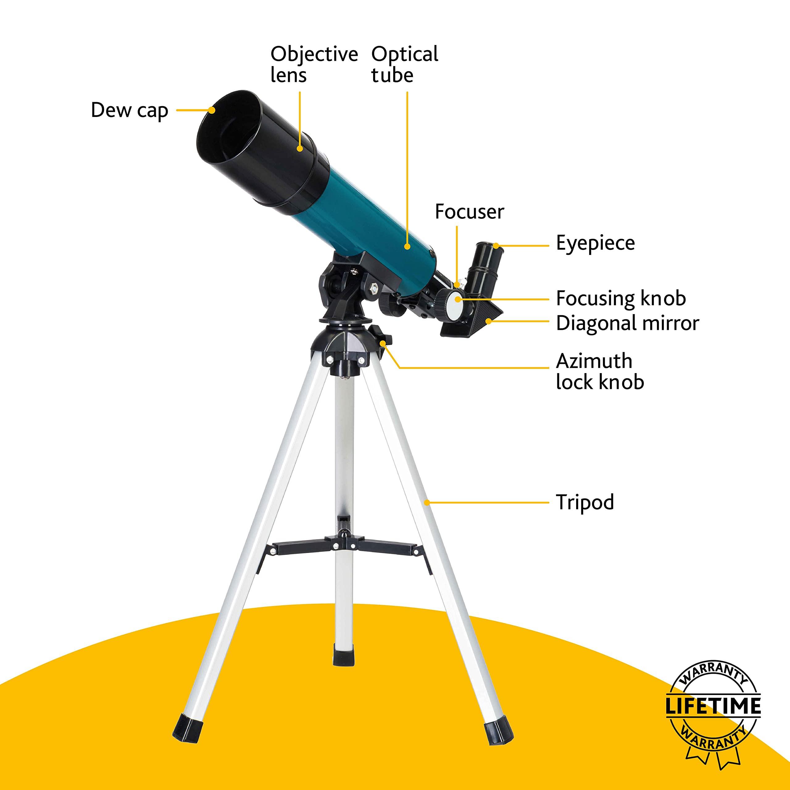 Levenhuk Levenhuk LabZZ TK50 50mm Lightweight Portable Travel Refractor Telescope with Case and Accessories for Children and Beginners