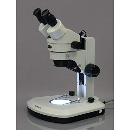 AmScope AmScope SM-1BY-RL Professional Binocular Stereo Zoom Microscope, WH10x Eyepieces, 7x-90x Magnification, 0.7X-4.5X Zoom Objective, Upper and Lower LED Lighting, Track Stand, 110V-120V, Includes 2.0x Barlow Lens