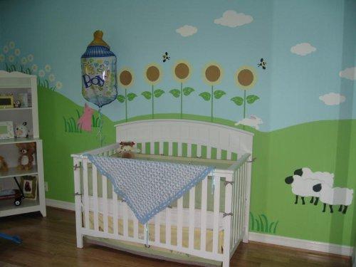 My Wonderful Walls Cloud Stencil for Painting Clouds in a Nature Themed Mural