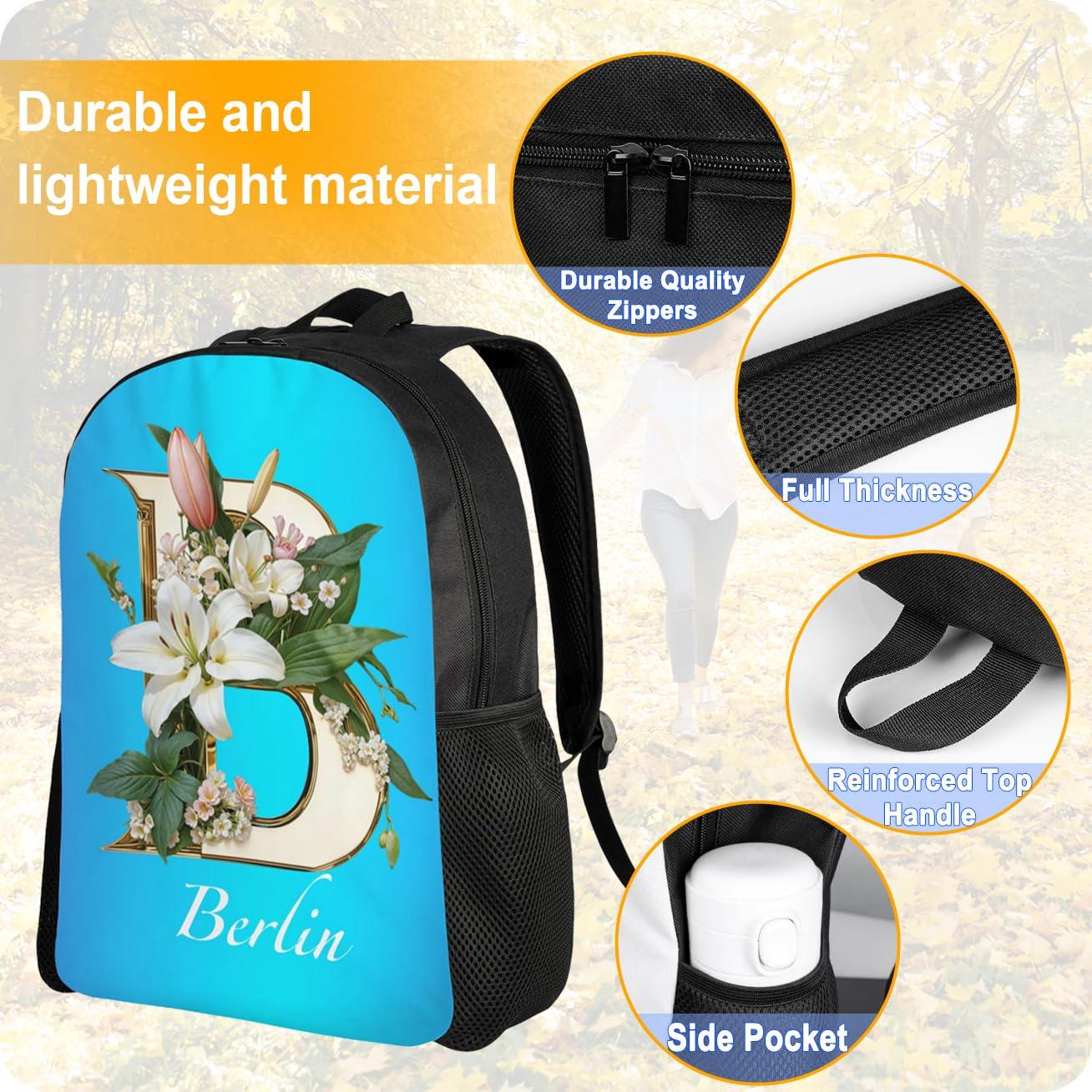 Boneker Boneker Custom Backpack Personalized Backpack with 1-9 Photo Customize Your Image Text Name Logo Waterproof Laptop Bag (1 Photo)