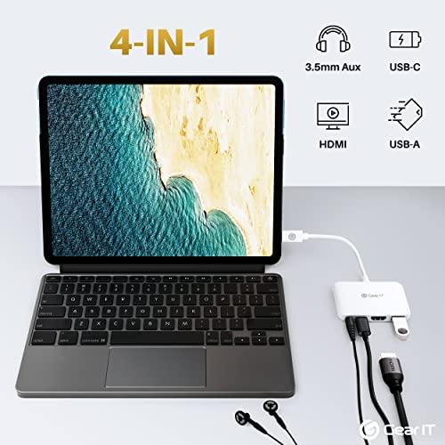GearIT GearIT USB C Hub to HDMI | USB-A | 3.5mm I 100W PD Passthrough, 4K@120Hz DP Alt Mode Audio/Mic Port, USBC Type C Thunderbolt 3/4 Compatible for MacBook Pro 2020, iPad Pro 2020, Galaxy S20, and More