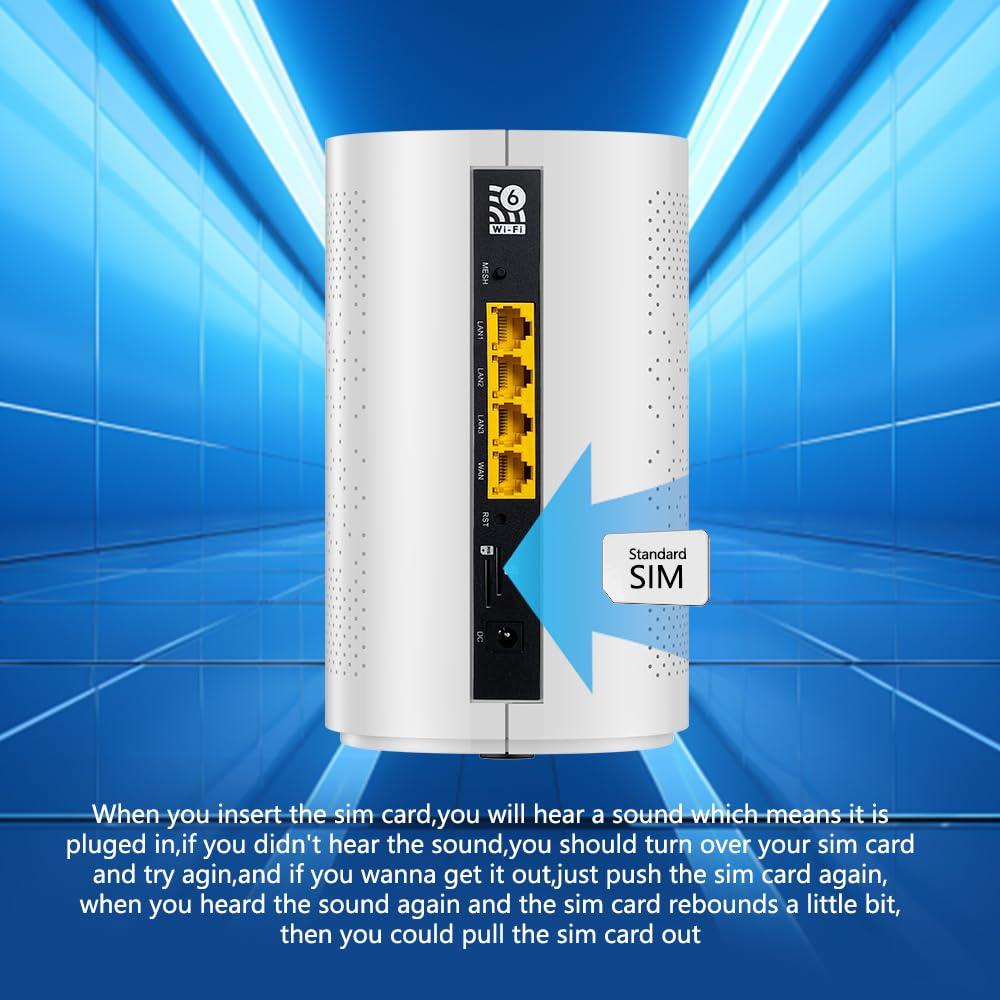 Wiflyer Wiflyer 5G SA NSA AX3000 WiFi 6 CPE Router for Global Countries, Dual Band Dual SIM Card 5G Cellular Router, 4 x 4 MIMO, Whole Home WiFi 6 Mesh System,Z8105AX-C-RM520NGL