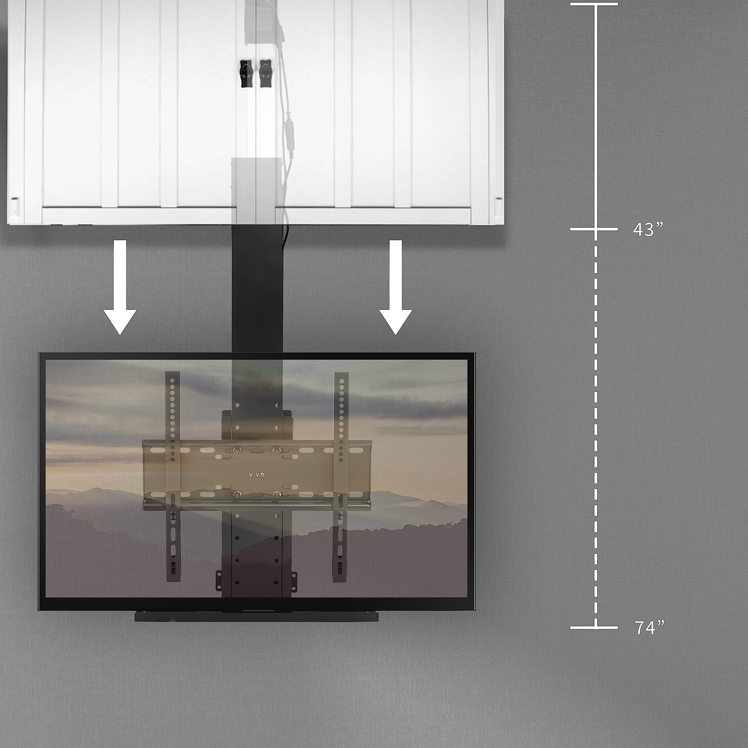 VIVO VIVO Motorized Drop Down Ceiling TV Mount for 32 to 55 inch Screens, Vertical Electric Television Bracket with Remote Control, Compact Design for Enclosures, Black, MOUNT-E-DN55