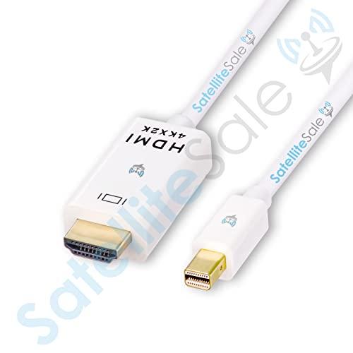 SatelliteSale SatelliteSale Uni-Directional Mini DisplayPort to HDMI Cable Male to Male 4K/30Hz 8.64Gbps Universal Wire PVC White Cord 3 feet