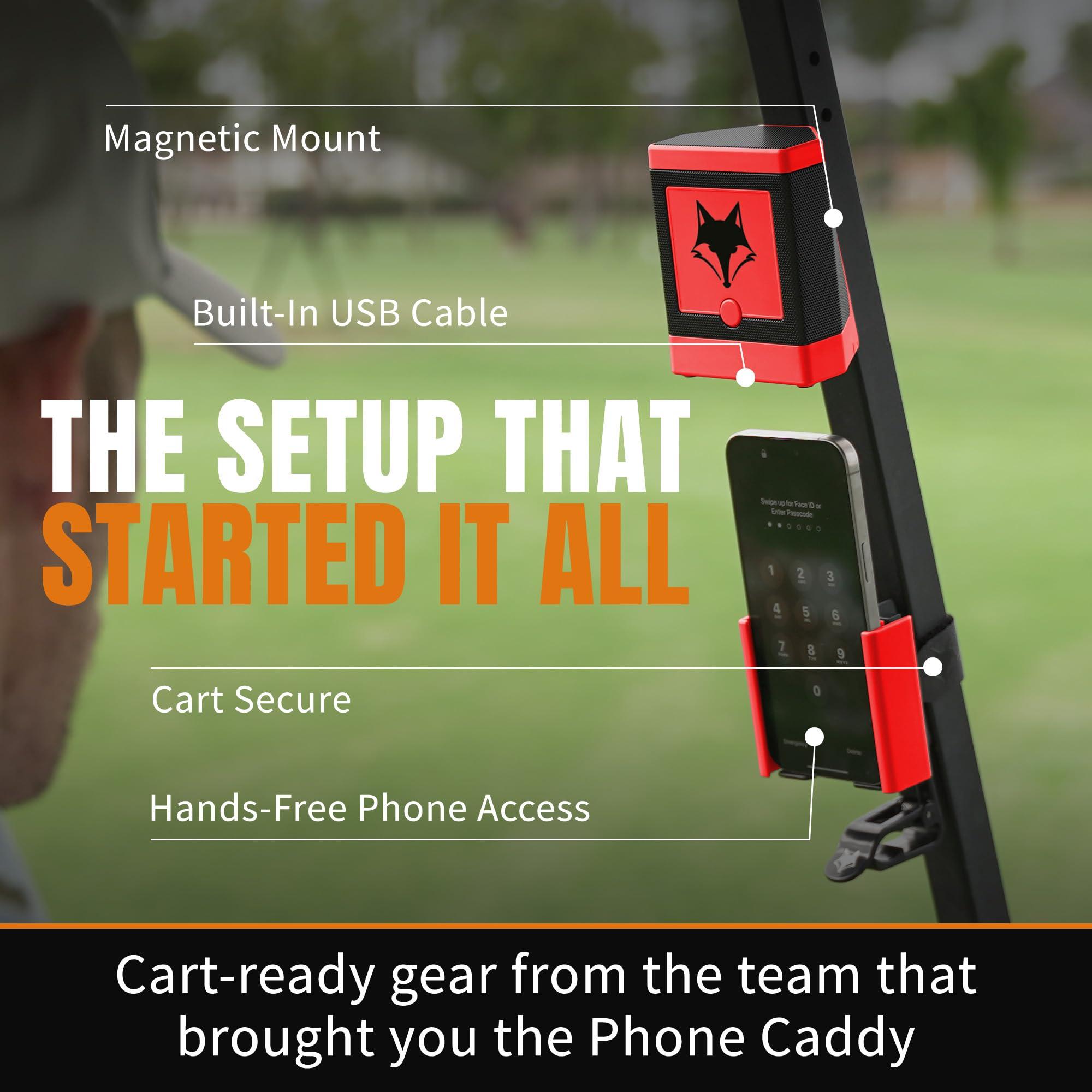 DESERT FOX GOLF DESERT FOX GOLF DJ-10 Golf Cart Bluetooth Speaker Wireless Magnetic Golf Speaker with Secure Mount Loud, Weatherproof Sound with Retro Volume Knob & Built-in Charging (Red)