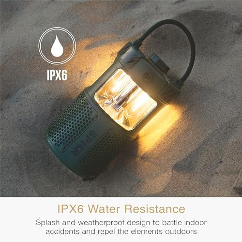 MEE audio MEE audio lightSPKR Bluetooth wireless speaker with camping lantern: 360 audio, 3 audio modes, 2 light colors & infinite brightness adjustment, IPX6 waterproof for indoor & outdoor use (Forest Green)