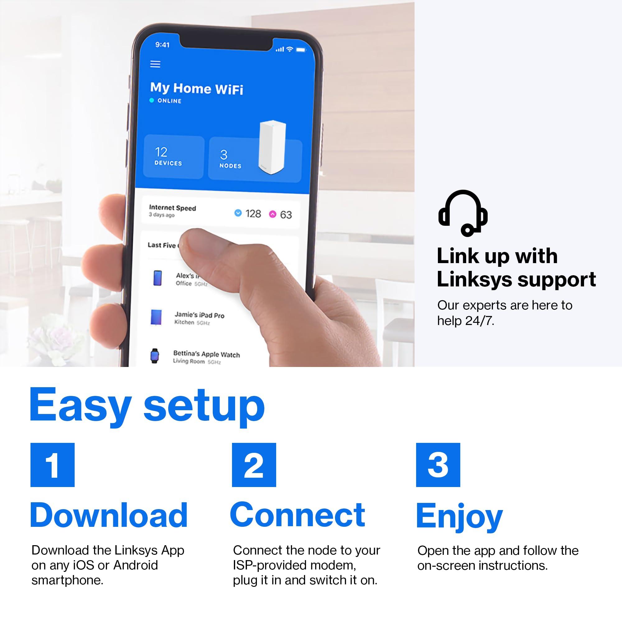 Linksys Linksys MX4200 Mesh WiFi Router - AX4200 WiFi 6 Router - Velop Tri-Band WiFi Mesh Router For Wireless Internet - Internet Router - Connect 40+ Devices, 2,700 Sq Ft, 1-Pk
