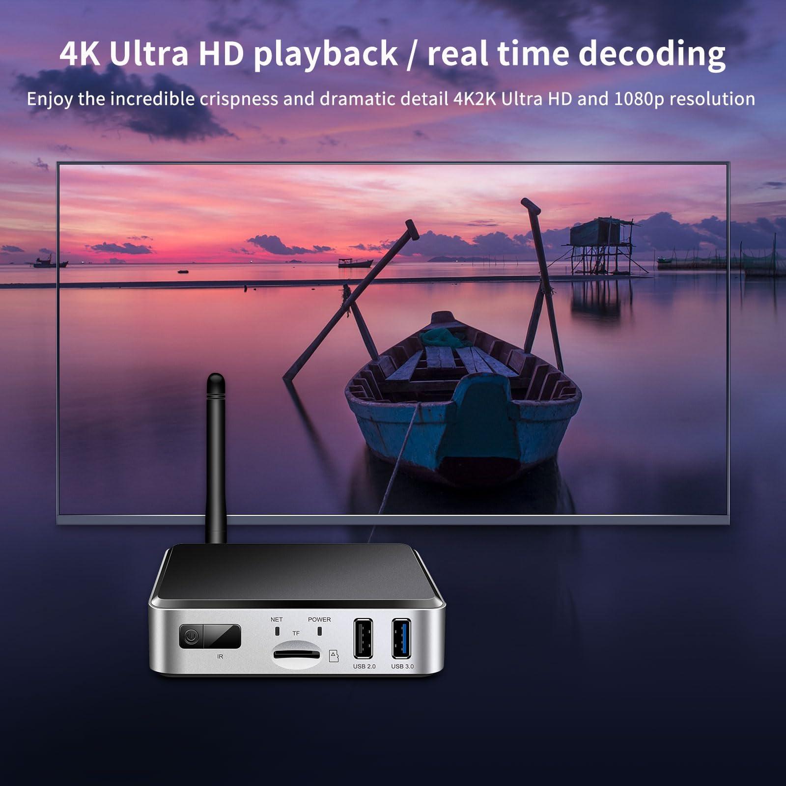 Geniatech Geniatech Android 11 Smart TV Box 4K, HDMI-in Digital Signage Player, Mini PC Wifi Bluetooth Video Player for Industrial/Commercial Advertising Menu Display