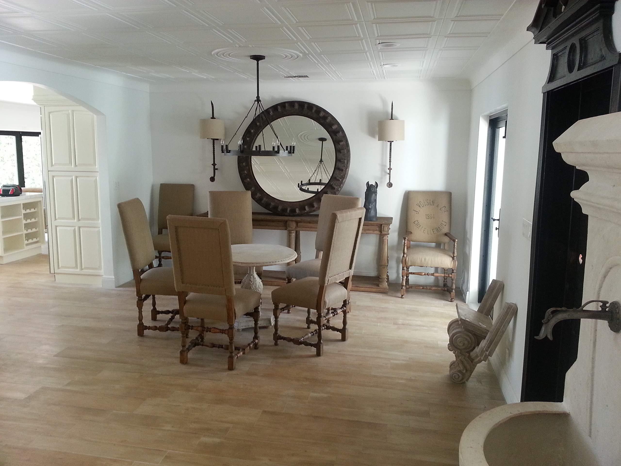 A La Maison Ceilings A La Maison Ceilings R24 Line Art Foam Glue-up Ceiling Tile (21.6 sq. ft./Case), Pack of 8, Plain White