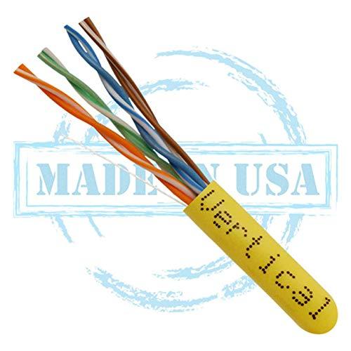 VC VERTICAL CABLE Vertical Cable CAT6, 550 MHz, UTP, 23AWG, 8C Solid Bare Copper, Plenum, 1000ft, Bulk Ethernet Cable - Made in USA, Yellow