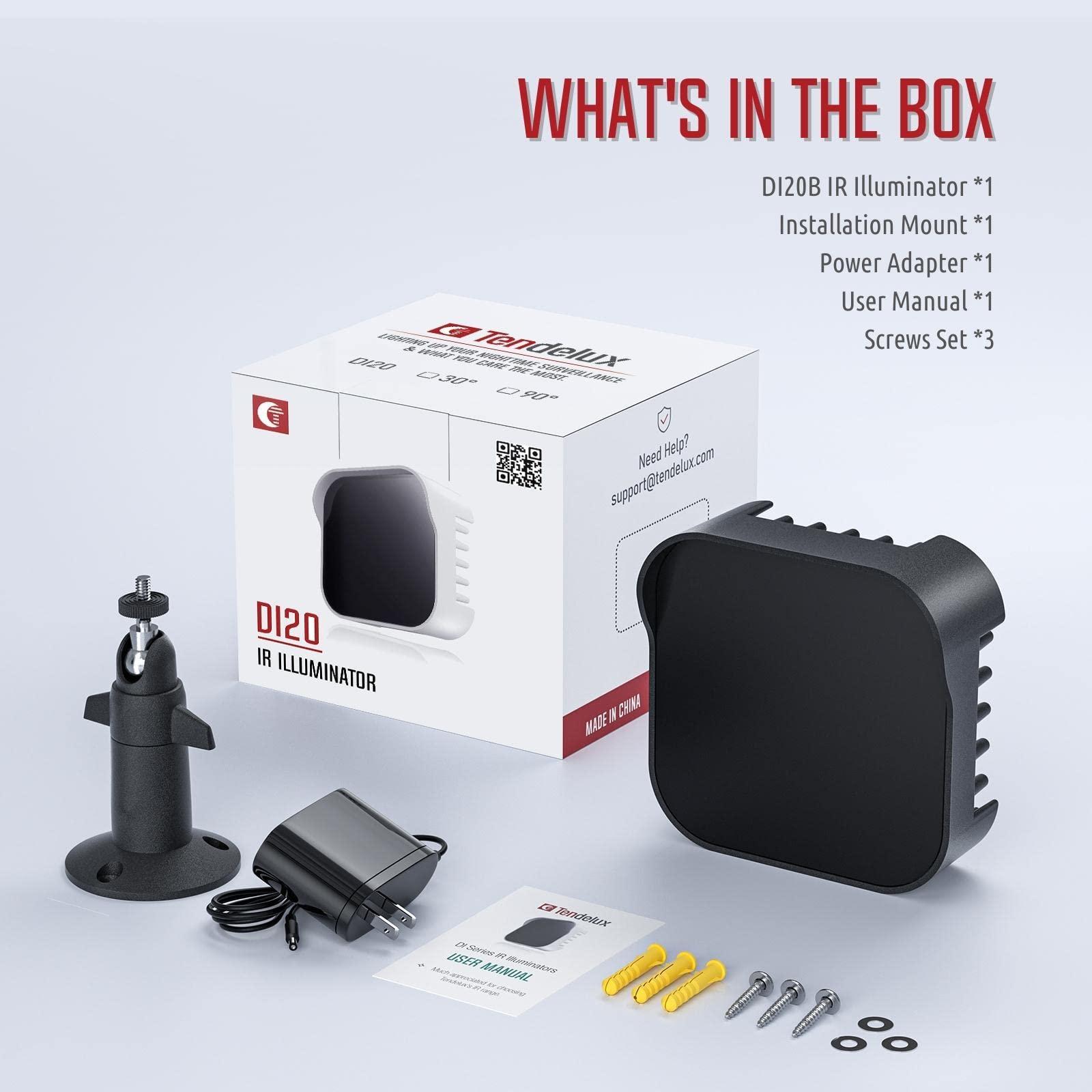 Tendelux Tendelux DI20B IR Illuminator | Long Range Infrared Flood Light for Security Camera (Black, w/Power Adapter)