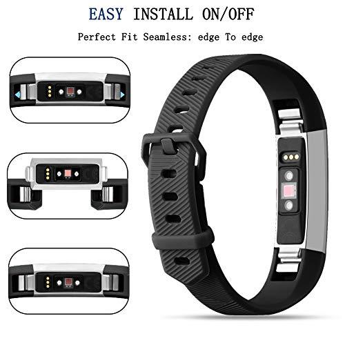 IEOVIEE Pack 3 Replacement Band Compatible for Fitbit Alta Bands/Fitbit Alta HR Bands, Adjustable Replacement Soft Silicone Sport Bands for Woman and Men (Large, Black+Purple+Navy Blue)