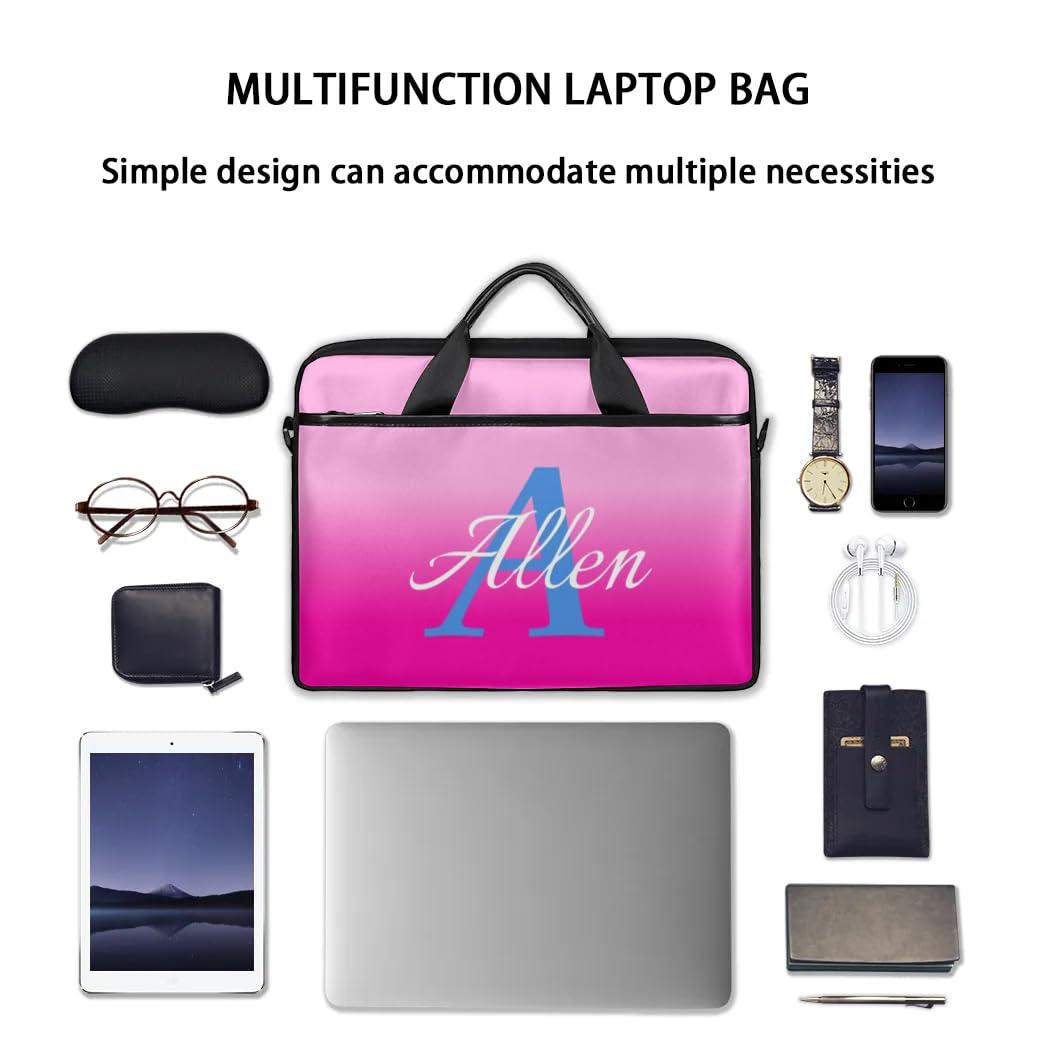 KBAODANK Custom Laptop Bag with Name, Personalized Shoulder Bag for Laptop, Customized Portable Computer Bag Gifts for Business Office Black