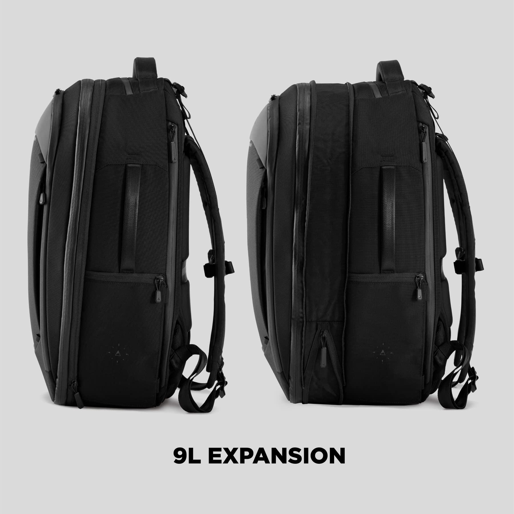 NOMATIC NOMATIC Navigator Travel Backpack - 32L Backpack with Laptop Compartment and 9L Built-In Expansion - Anti-Theft Carry-On Backpack for Travel - Water Resistant Travel Pack (Black)