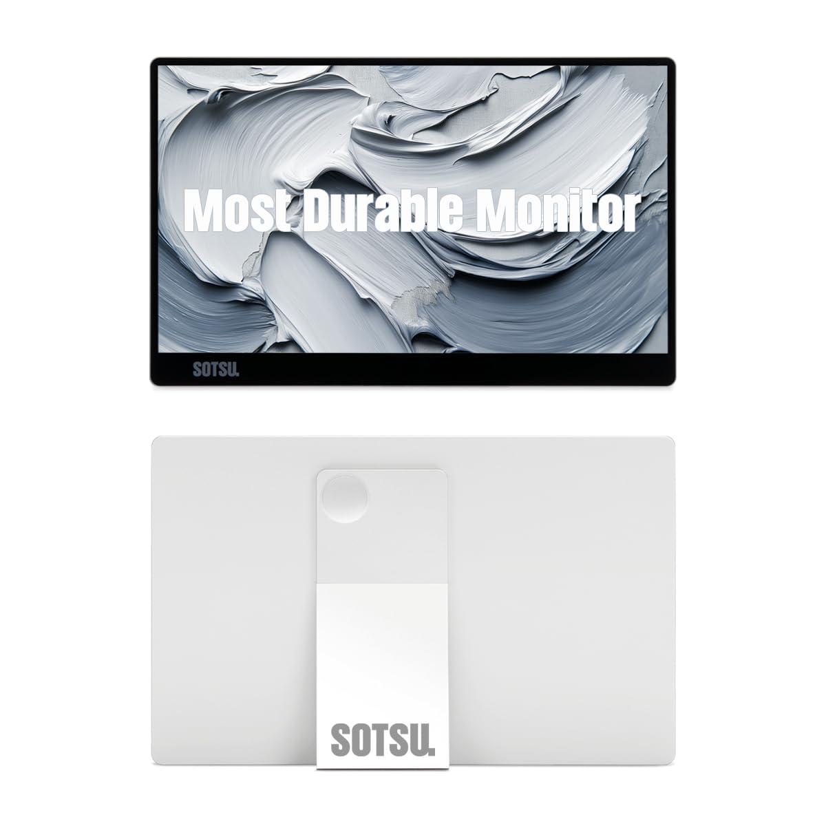 SOTSU SOTSU FlipAction Go 14" Premium Portable Monitor SFA14PMSV | Robust but Lightweight | Tempered Glass Cover | 1080p | 400 Nits | 100% sRGB | 5W | Super Versatile | USB C or Mini HDMI