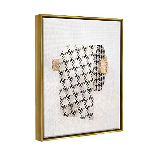Stupell Industries Stupell Industries Fashion Glam Toilet Paper Designer Detailing Framed Floater Canvas Wall Art Design by Ziwei Li