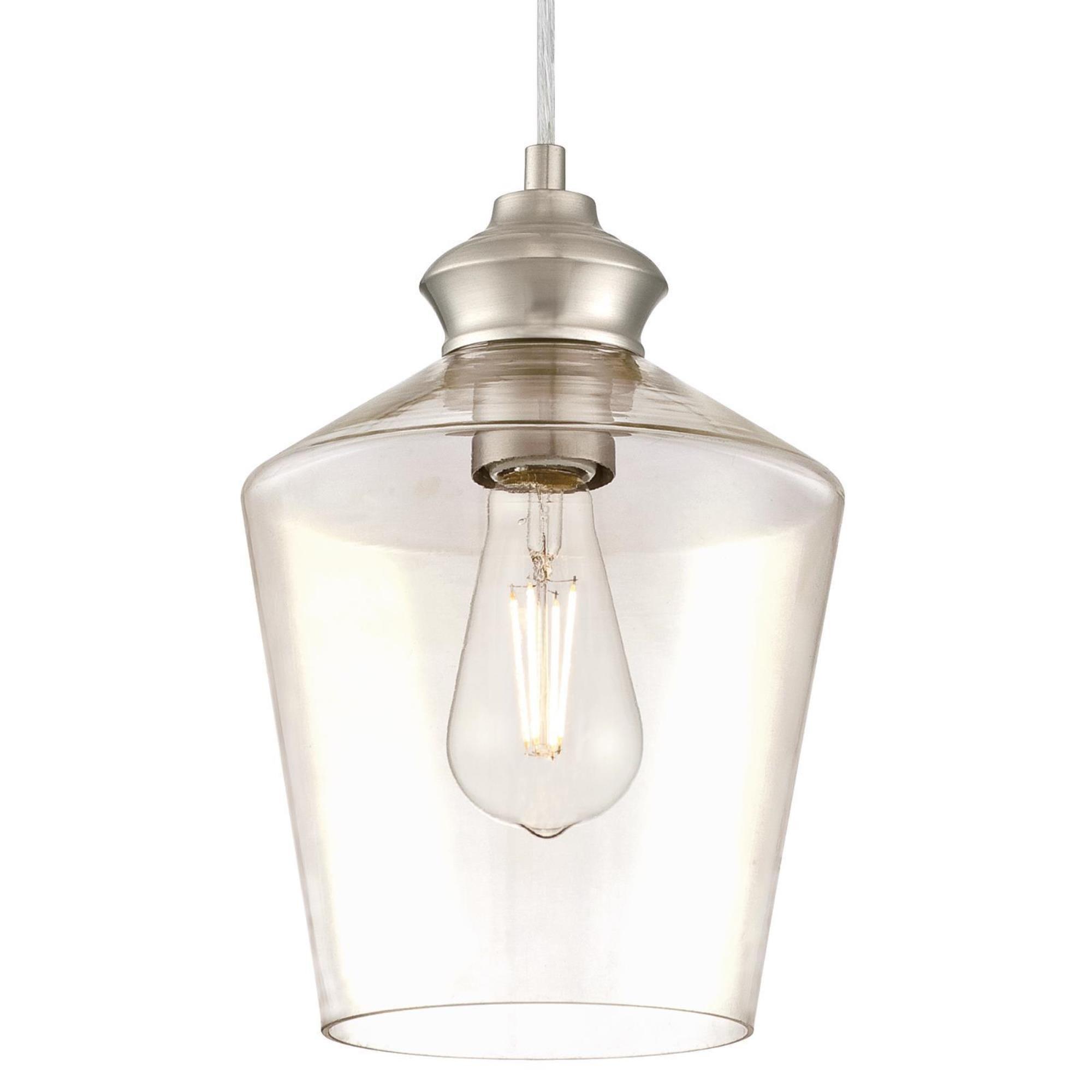 Westinghouse Lighting Westinghouse 6106500 One-Light Indoor Mini Pendant, Brushed Nickel Finish with Clear Glass, White