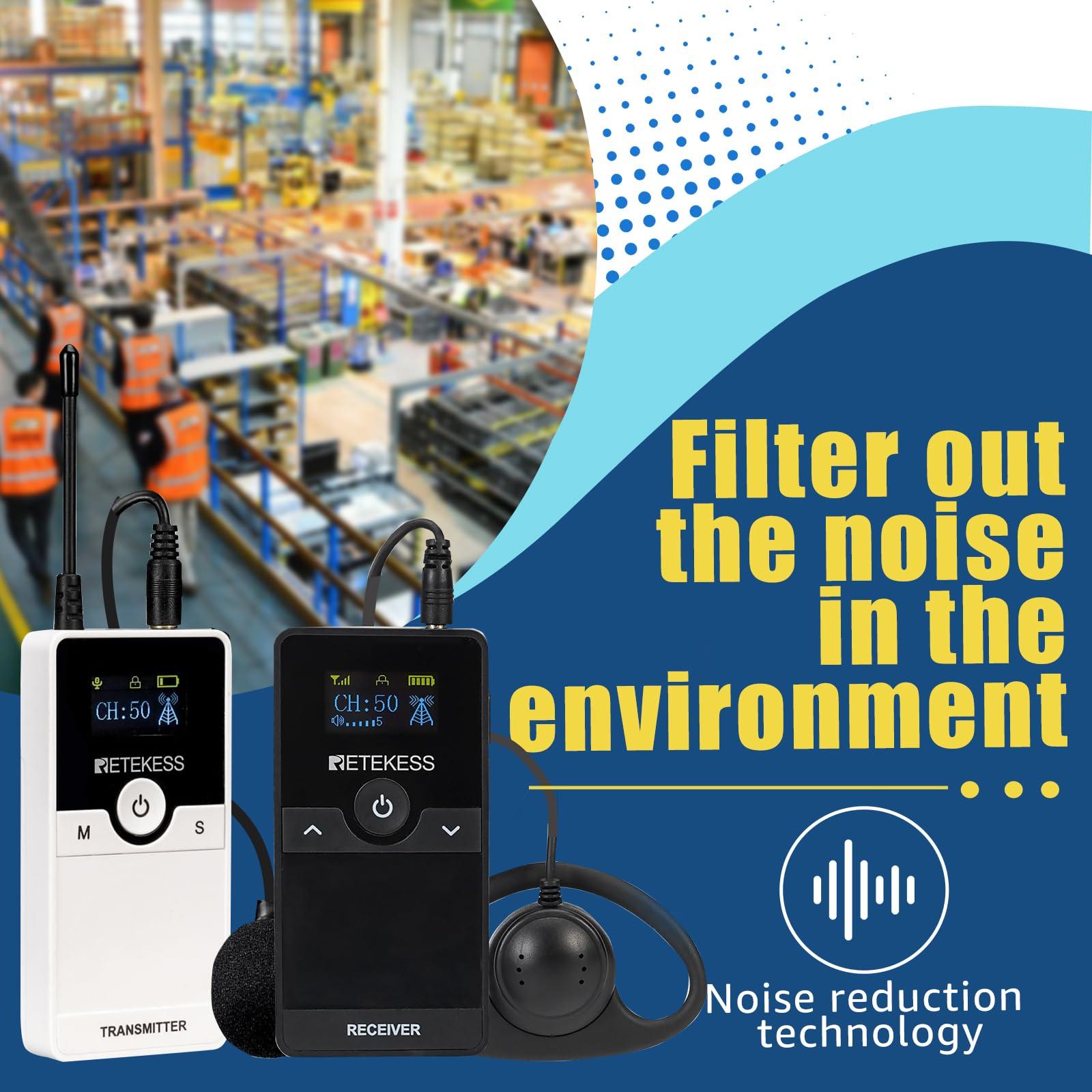 Retevis Retevis RT22 Walkie Talkies Rechargeable, Long Range Two Way Radio,2 Way Radio for Adults, Black,10 Pack, with Retekess TT116 Wireless Audio Tour Guide System