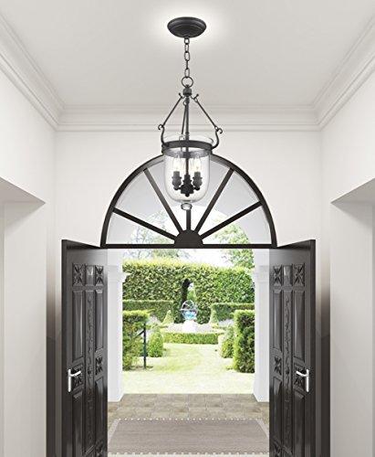 Livex Lighting Livex Lighting 5063-07 Jefferson 3 Light Bronze Bell Jar Hanging Lantern with Clear Glass