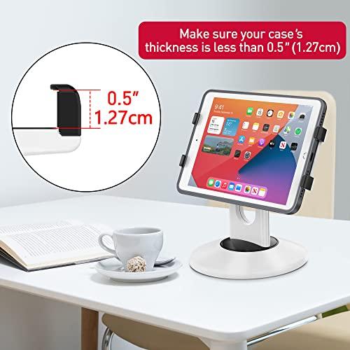 AboveTEK AboveTEK Retail Kiosk iPad Stand, 360 Rotating Commercial POS Tablet Stand, Fits 6\"-13\" (Screens) iPad Mini Pro-Business Swivel Tablet Holder, for Store Office Reception Kitchen Desktop (White)